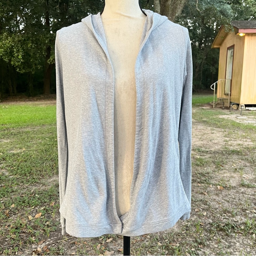 CALIA YOGA LIGHT GRAY OPEN FRONT SNAP SWEATSHIRT HOODIE CARRIE UNDERWOOD